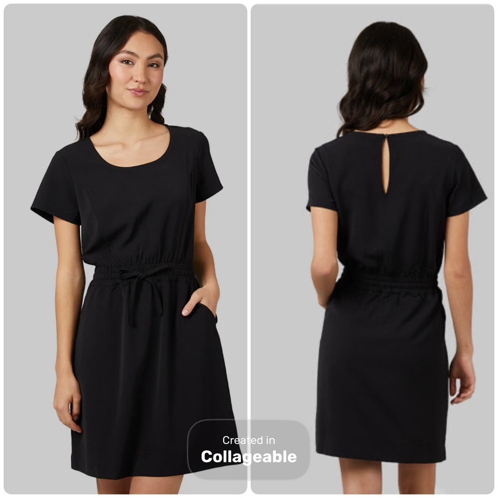 32 Degrees Cool Lightweight Twill Dress Sz M Black Pockets